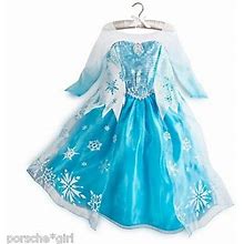 Disney Store Costume Elsa Frozen Princess Dress Gown 5 6 Tiara 1st