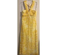 Davids Bridal Womens Yellow Floral Size 8 Long Formal Sleeveless Dress