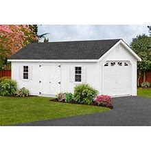 Yardcraft 12 ft. W X 26 ft. D Solid Wooden Garage Shed In Brown/White | 144 H X 144 W X 312 D In | Wayfair FM1226