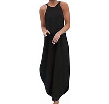 Dresses For Women 2022 Fashion Summer Sleeveless Halter Maxi Dress Boho Floral Skirt Holiday Beach Casual Sundress
