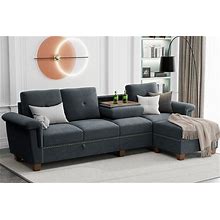 JAMFLY 107'' Couches For Living Room Sectional Sofa Couch L Shaped Couch With Storage, Convertible 4-Seat Sofa With Reversible Chaise Living Room