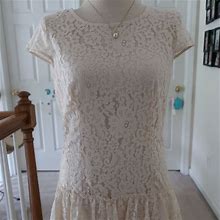 Loft Dresses | Cream Lace Dress, Cap Sleeves, Ann Taylor Loft Sz8 | Color: Cream | Size: 8