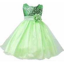 Little Girls' Sequin Mesh Tull Dress Sleeveless Flower Pretty Party Ball Gown 120/5-6T