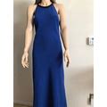 Women's Calvin Klein Blue Embellished Halter-Neck Crepe Dress Size 10