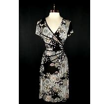 NORTHSTYLE Size 14 A-Line Dress Black Grey Pink Floral Short Sleeve Stretch Knit