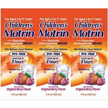 Children's Motrin Oral Suspension, 4 Ounce (Pack Of 3)