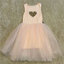 Petite Hailey Dresses | Petite Hailey Girls Pink Ribbed And Tulle Dress- Size 6 | Color: Gold/Pink | Size: 6G