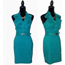 Express Design Studio Ruffle Belted Dress - Sz 6 -