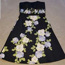 Loft Dresses | Beautiful Ann Taylor Loft Floral Crop Top Dress | Color: Black/Purple | Size: 6