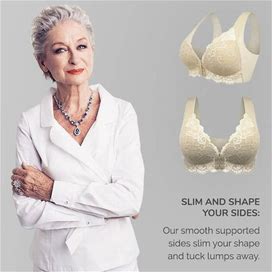 Bras For Older Women Front Closure 5D Beauty Back Comfy Bra M-BEIGE