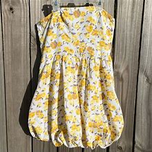 Pins & Needles Dresses | Pins And Needles Size L Yellow Floral Strapless Balloon Lined Dress With Pockets | Color: White/Yellow | Size: L