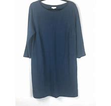 J. Jill Women's Size L Large Petite Ponte Blue Dress Long Sleeve