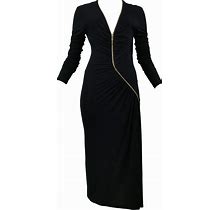 Roberto Cavalli Runway Black Zip Embellished Long Dress
