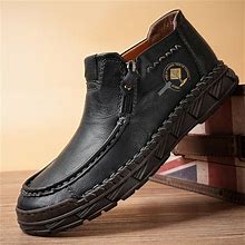 Men's Boots Retro Handmade Shoes Walking Casual Daily Leather Comfortable Booties / Ankle Boots Loafer Black Yellow Khaki Spring Fall