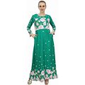 Bimba Women's Green Casual Floral Digital Printed Long Maxi Designer Dress-16