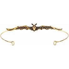 Forehead Bat Metal Slim Halloween Headband Hoop Hair Tiara Crown For Prom Birthday Costume Party (Dark Gold)