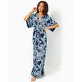 Womens Dresses Lilly Pulitzer Wisteria Elbow Sleeve V-Neck Maxi Dress In Low Tide Navy Bouquet All Day, Size 8
