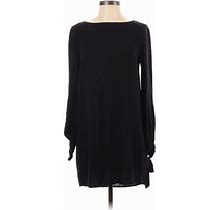 H&M Casual Dress - Mini High Neck Long Sleeves: Black Solid Dresses - Women's Size 2