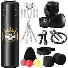 Mr Boxing King Punching Bag Set For Adults 4ft Heavy Boxing Bag Set 80 Lb Capacity, Unfilled Training Bag For Home Gym Set Kickboxing MMA Karate