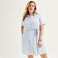 Plus Size Croft & Barrow® Belted Shirt Dress, Women's, Size: 3XL, Blue