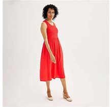 Petite Croft & Barrow® Smocked Swing Midi Dress, Women's, Size: Medium Petite, Med Red