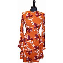 Y.A.S. Dresses | Y.A.S. Yasirisa Long Sleeve Mini Dress Floral Laced Back Orange Brown | Color: Orange/Red | Size: S