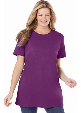 Plus Size Women's Perfect Crewneck Tunic By Woman Within In Plum Purple (Size 1X)