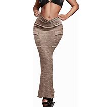 SOLY HUX Women's Y2K Skirt Long Split Solid Maxi Casual Pencil Bodycon Skirts Cargo Skirt With Pockets