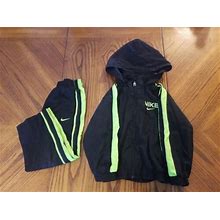 Boys 3T Nike Tracksuit Zip Up Jacket Track Pants Windbreaker Black