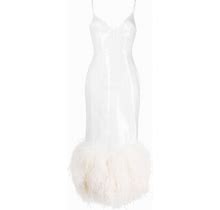 David Koma Feather-Detail Sequinned Midi Dress - White
