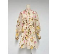2023 Spring Style Floral Dress,Elegant Light Flowers With A Belt To Shrink
