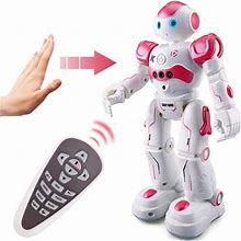 Smart RC Robot Toy For Kids, Gesture Sensing Dancing Robot For Boys Girls, Smart Remote Control Robot Programmable Robotic Toy Gift(Pink)