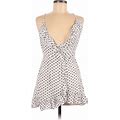 Cotton Candy LA Casual Dress - A-Line Plunge Sleeveless: White Polka Dots Dresses - Women's Size Small