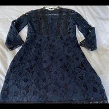 Zara Dresses | Zara Blue And Black Lace Mini Dress | Color: Black/Blue | Size: Xs