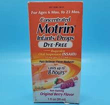 Motrin Infant Drops Oral Suspension Dye-Free Pain/Fever Reliever 1 Oz: Berry NEW