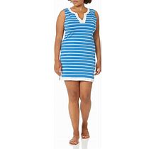 Nautica Women's Breton Stripes Sleeveless V-Neck Stretch Cotton Polo Dress