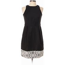 Ann Taylor Casual Dress - Sheath Crew Neck Sleeveless: Black Print Dresses - Women's Size 0 Petite
