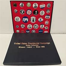 United States Presidential Campaign Button Collection Winners-Losers Since 1900