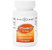 Geri-Care Vitamin D-3 Supplement, Cholecalciferol 1000 IU (25 Mcg), 100 Tablets Per Bottle, 876-01-GCP, 876-01-GCP BT
