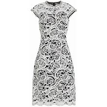 Teri Jon By Rickie Freeman Women's Floral Embroidered Sheath Dress - Black White - Size 6