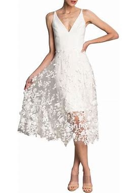 Dress The Population Darleen V-Neck Embroidered Mesh Cocktail Dress In White At Nordstrom, Size Xx-Small
