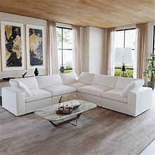Cloud Modular Sectional Sofa,Down Filled Comfort V Shaped Sofa Couch For Living Room,Minimalist Wide Deep Seat Convertible Couches For Office