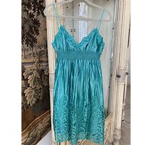 Bcbg Max Azria Dress S,Silk Sleeveless Empire Waist Lined Color-Tiffany,Pristine