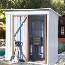 EMKK 5 X 3 ft Outdoor Storage Shed, Galvanized Metal Garden Shed With Lockable Doors, Tool Storage Shed For Patio Lawn Backyard Trash Cans,Metal