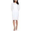 Adrianna Papell Womens Ivory Beaded Sequined Zippered Lined Floral Long Sleeve Illusion Neckline Above The Knee Formal Sheath Dress 4