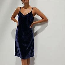 Anthropologie Shania Velvet Mini Slip Dress Sapphire Blue Sz Xs