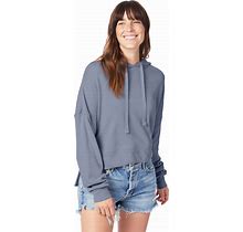 Alternative A9906ZT Women's Washed Terry Studio Hooded Sweatshirt In Denim Size Small | Cotton/Polyester Blend