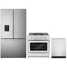 Cosmo 3 Piece Kitchen Appliance Package W/ French Door Refrigerator, 35.5" Dual Fuel Freestanding Range, Built-In Dishwasher | Wayfair