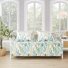 Twin Daybed Cover Set Floral Daybed Bedding 3 Piece Reversible Cozy Day Bed Cover Double Sided Quilting Bedding Green Flower Daybed Comforter Set All