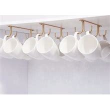 FOMANSH Mug Rack Under Cabinet - Coffee Cup Holder, 12 Mugs Hooks Under Shelf, Display Hanging Cups Drying Hook For Bar Kitchen Utensils Gold